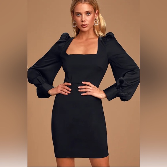 LULUS Longtime Crush Black Puff Shoulder Long Sleeve Mini Dress - Picture 2 of 8